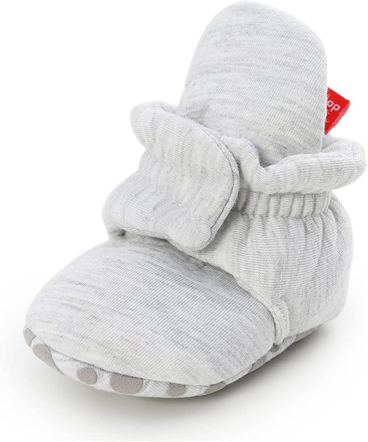 Newborn Infant Baby Boys Girls Fleece Booties Stay on Socks Soft Shoes Non Skid Winter Warm Christmas Slippers