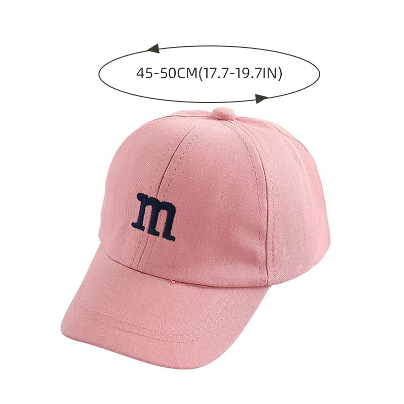 Children'S Kids Baseball Cap for Girl Boy Spring Summer Baby Sun Hat M Letter Embroidered Toddler Peaked Caps Кепка 아기모자