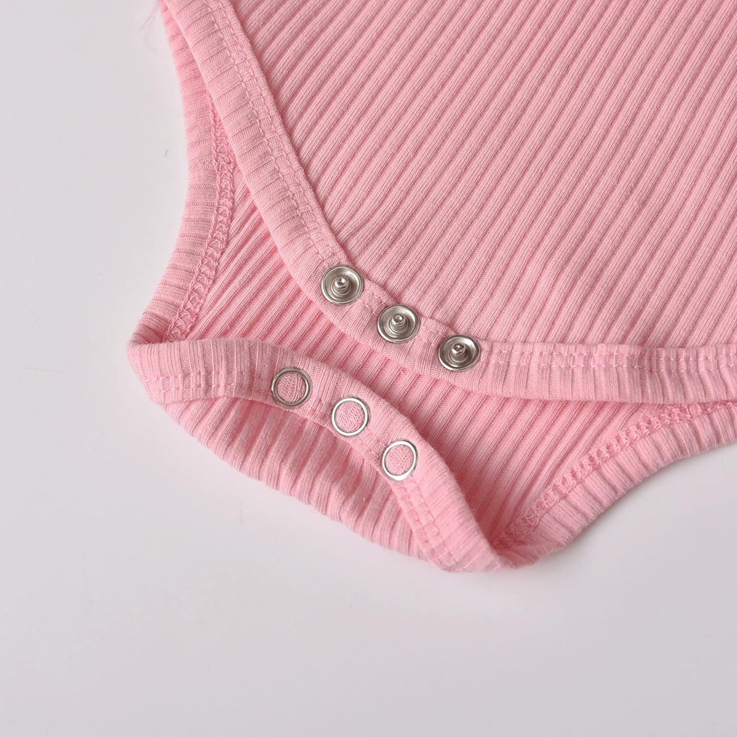 Newborn Infant Baby Girl Clothes Solid Color Ribbed Long Sleeve Romper Pants Headband Outfits Set