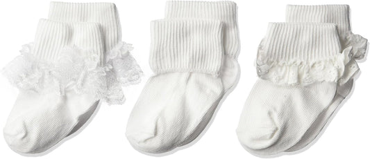 Baby-Girls Eyelet Lace/Turn Cuff/Fancy Lace Baby Socks 3 Pack