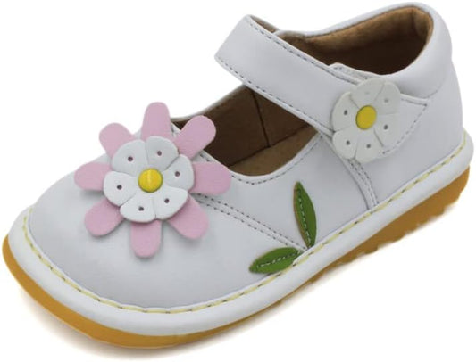 Mary Jane Squeaky Shoes for Toddler Girls, Ideal Walking Shoes with Removable Squeaker and Adjustable Velcro Strap - Soft Sole Shoes for Little Girls